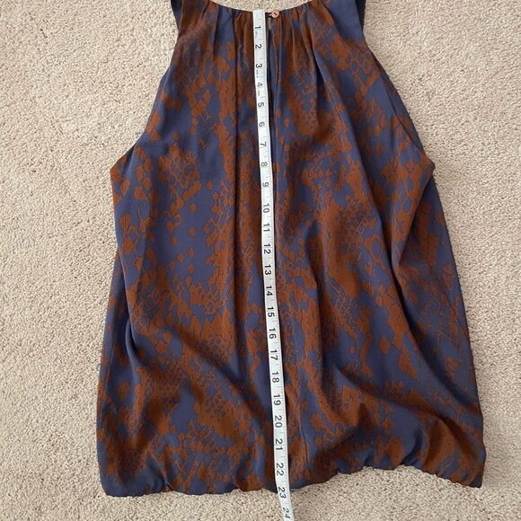 Trina Turk Women's Sleeveless Navy / Brown Silk Top Size S - Picture 7 of 8